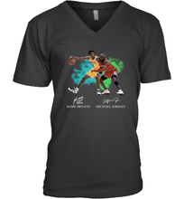 Load image into Gallery viewer, Kobe Bryant And Michael Jordan Signatures Graphic V-Neck T-Shirt
