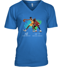 Load image into Gallery viewer, Kobe Bryant And Michael Jordan Signatures Graphic V-Neck T-Shirt
