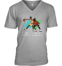 Load image into Gallery viewer, Kobe Bryant And Michael Jordan Signatures Graphic V-Neck T-Shirt