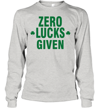 Load image into Gallery viewer, Zero Lucks Given Shirt Lucky Green St. Patrick's Day Youth Long Sleeve