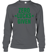 Load image into Gallery viewer, Zero Lucks Given Shirt Lucky Green St. Patrick's Day Youth Long Sleeve