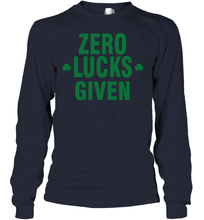 Load image into Gallery viewer, Zero Lucks Given Shirt Lucky Green St. Patrick's Day Youth Long Sleeve