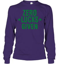 Load image into Gallery viewer, Zero Lucks Given Shirt Lucky Green St. Patrick's Day Youth Long Sleeve