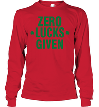 Load image into Gallery viewer, Zero Lucks Given Shirt Lucky Green St. Patrick's Day Youth Long Sleeve