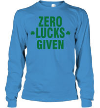 Load image into Gallery viewer, Zero Lucks Given Shirt Lucky Green St. Patrick's Day Youth Long Sleeve