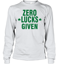 Load image into Gallery viewer, Zero Lucks Given Shirt Lucky Green St. Patrick's Day Youth Long Sleeve