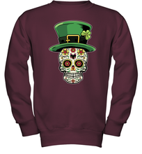 Load image into Gallery viewer, Sugar Skull Of Dead Shirt St. Patrick's Day Youth Sweatshirt