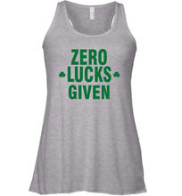 Load image into Gallery viewer, Zero Lucks Given Shirt Lucky Green St. Patrick's Day Racerback Tank