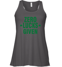 Load image into Gallery viewer, Zero Lucks Given Shirt Lucky Green St. Patrick's Day Racerback Tank