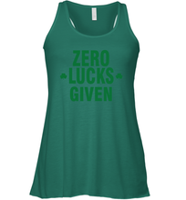 Load image into Gallery viewer, Zero Lucks Given Shirt Lucky Green St. Patrick's Day Racerback Tank