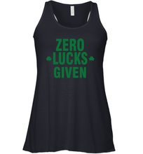 Load image into Gallery viewer, Zero Lucks Given Shirt Lucky Green St. Patrick's Day Racerback Tank