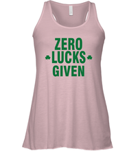 Load image into Gallery viewer, Zero Lucks Given Shirt Lucky Green St. Patrick's Day Racerback Tank