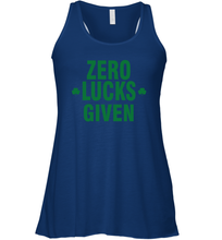 Load image into Gallery viewer, Zero Lucks Given Shirt Lucky Green St. Patrick's Day Racerback Tank
