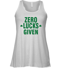 Load image into Gallery viewer, Zero Lucks Given Shirt Lucky Green St. Patrick's Day Racerback Tank