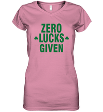 Load image into Gallery viewer, Zero Lucks Given Shirt Lucky Green St. Patrick's Day Women's V-Neck T-Shirt