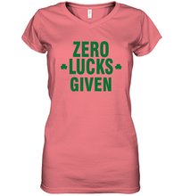 Load image into Gallery viewer, Zero Lucks Given Shirt Lucky Green St. Patrick's Day Women's V-Neck T-Shirt