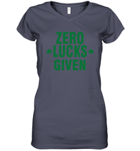 Load image into Gallery viewer, Zero Lucks Given Shirt Lucky Green St. Patrick's Day Women's V-Neck T-Shirt