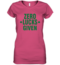 Load image into Gallery viewer, Zero Lucks Given Shirt Lucky Green St. Patrick's Day Women's V-Neck T-Shirt