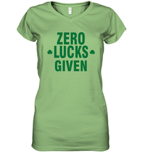 Load image into Gallery viewer, Zero Lucks Given Shirt Lucky Green St. Patrick's Day Women's V-Neck T-Shirt