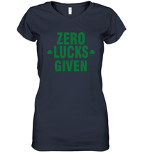 Load image into Gallery viewer, Zero Lucks Given Shirt Lucky Green St. Patrick's Day Women's V-Neck T-Shirt