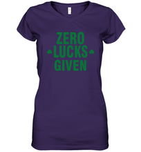 Load image into Gallery viewer, Zero Lucks Given Shirt Lucky Green St. Patrick's Day Women's V-Neck T-Shirt