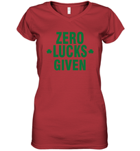Load image into Gallery viewer, Zero Lucks Given Shirt Lucky Green St. Patrick's Day Women's V-Neck T-Shirt