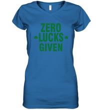 Load image into Gallery viewer, Zero Lucks Given Shirt Lucky Green St. Patrick's Day Women's V-Neck T-Shirt