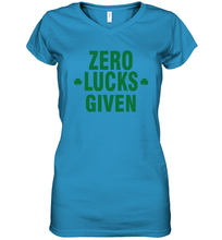 Load image into Gallery viewer, Zero Lucks Given Shirt Lucky Green St. Patrick's Day Women's V-Neck T-Shirt