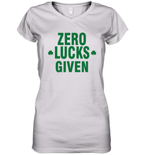 Load image into Gallery viewer, Zero Lucks Given Shirt Lucky Green St. Patrick's Day Women's V-Neck T-Shirt