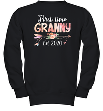 Load image into Gallery viewer, Family Shirt First Time Grandma Est 2020 Granny Floral Youth Sweatshirt