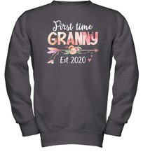Load image into Gallery viewer, Family Shirt First Time Grandma Est 2020 Granny Floral Youth Sweatshirt