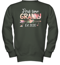 Load image into Gallery viewer, Family Shirt First Time Grandma Est 2020 Granny Floral Youth Sweatshirt