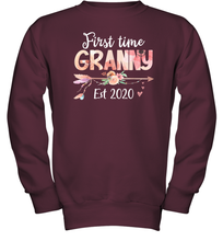Load image into Gallery viewer, Family Shirt First Time Grandma Est 2020 Granny Floral Youth Sweatshirt