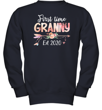 Load image into Gallery viewer, Family Shirt First Time Grandma Est 2020 Granny Floral Youth Sweatshirt