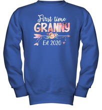 Load image into Gallery viewer, Family Shirt First Time Grandma Est 2020 Granny Floral Youth Sweatshirt