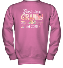Load image into Gallery viewer, Family Shirt First Time Grandma Est 2020 Granny Floral Youth Sweatshirt