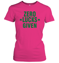 Load image into Gallery viewer, Zero Lucks Given Shirt Lucky Green St. Patrick's Day Women's T-Shirt