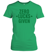 Load image into Gallery viewer, Zero Lucks Given Shirt Lucky Green St. Patrick's Day Women's T-Shirt
