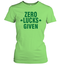 Load image into Gallery viewer, Zero Lucks Given Shirt Lucky Green St. Patrick's Day Women's T-Shirt