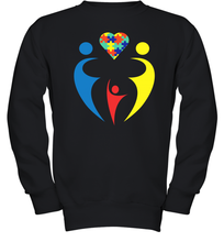 Load image into Gallery viewer, Family Shirt Trio Heart Puzzle Autism Awareness Youth Sweatshirt