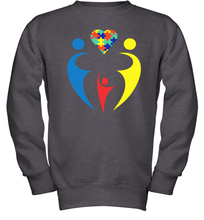 Load image into Gallery viewer, Family Shirt Trio Heart Puzzle Autism Awareness Youth Sweatshirt