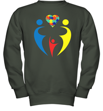 Load image into Gallery viewer, Family Shirt Trio Heart Puzzle Autism Awareness Youth Sweatshirt