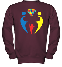 Load image into Gallery viewer, Family Shirt Trio Heart Puzzle Autism Awareness Youth Sweatshirt