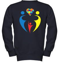 Load image into Gallery viewer, Family Shirt Trio Heart Puzzle Autism Awareness Youth Sweatshirt