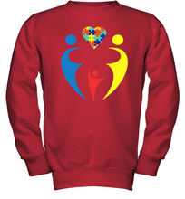 Load image into Gallery viewer, Family Shirt Trio Heart Puzzle Autism Awareness Youth Sweatshirt