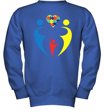 Load image into Gallery viewer, Family Shirt Trio Heart Puzzle Autism Awareness Youth Sweatshirt