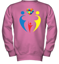 Load image into Gallery viewer, Family Shirt Trio Heart Puzzle Autism Awareness Youth Sweatshirt