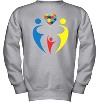 Load image into Gallery viewer, Family Shirt Trio Heart Puzzle Autism Awareness Youth Sweatshirt