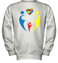 Load image into Gallery viewer, Family Shirt Trio Heart Puzzle Autism Awareness Youth Sweatshirt