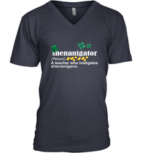 Load image into Gallery viewer, St Patrick's Irish Shenanigator A Teacher Who Instigates Shenanigans V-Neck T-Shirt